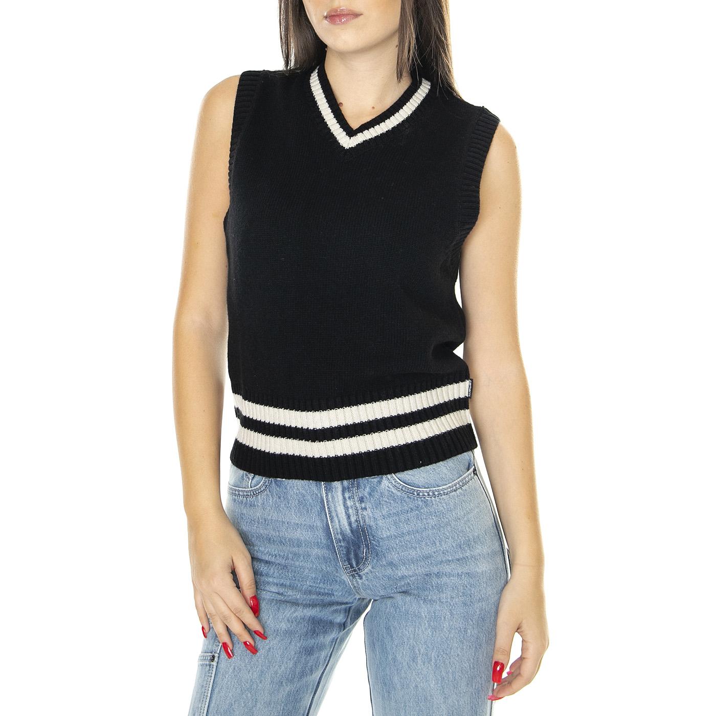 W' Stanford Vest Sweater Black / Salt - Gilet Donna Nero I032284.1T8XX  CARHARTT WIP 