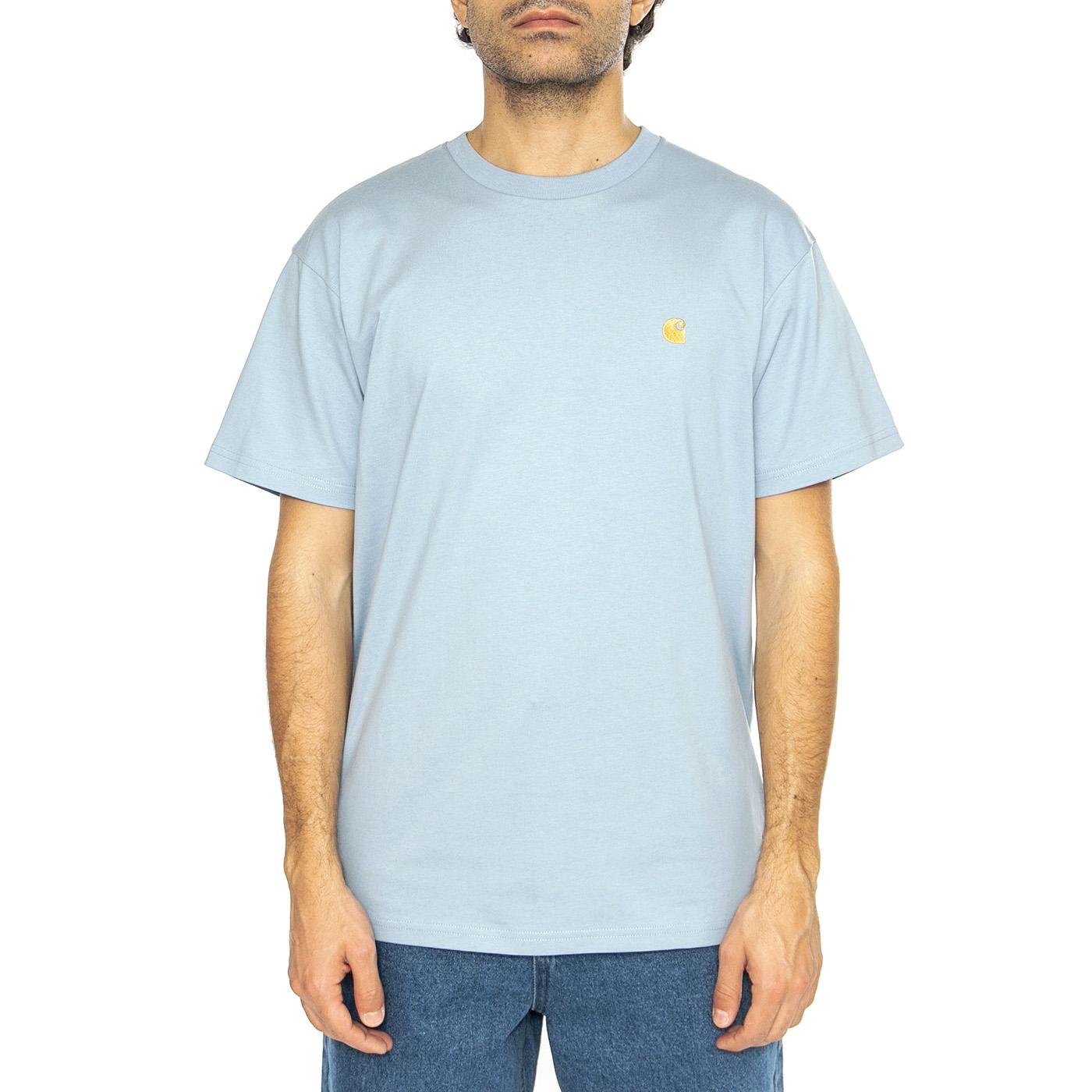 S/S Chase T-Shirt Frosted Blue / Gold - Maglietta Girocollo Uomo Blu I026391.2MYXX  CARHARTT WIP 