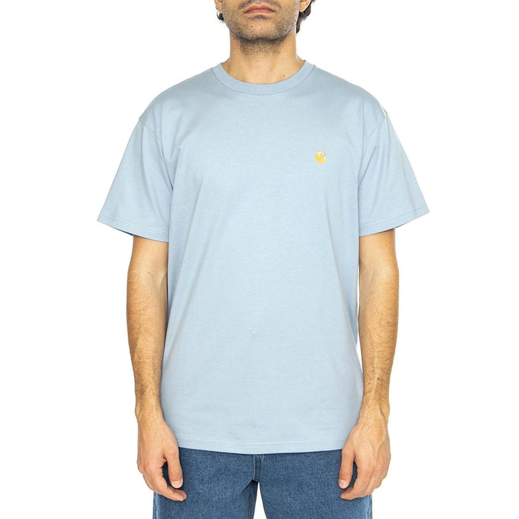 S/S Chase T-Shirt Frosted Blue / Gold - Maglietta Girocollo Uomo Blu I026391.2MYXX  CARHARTT WIP 