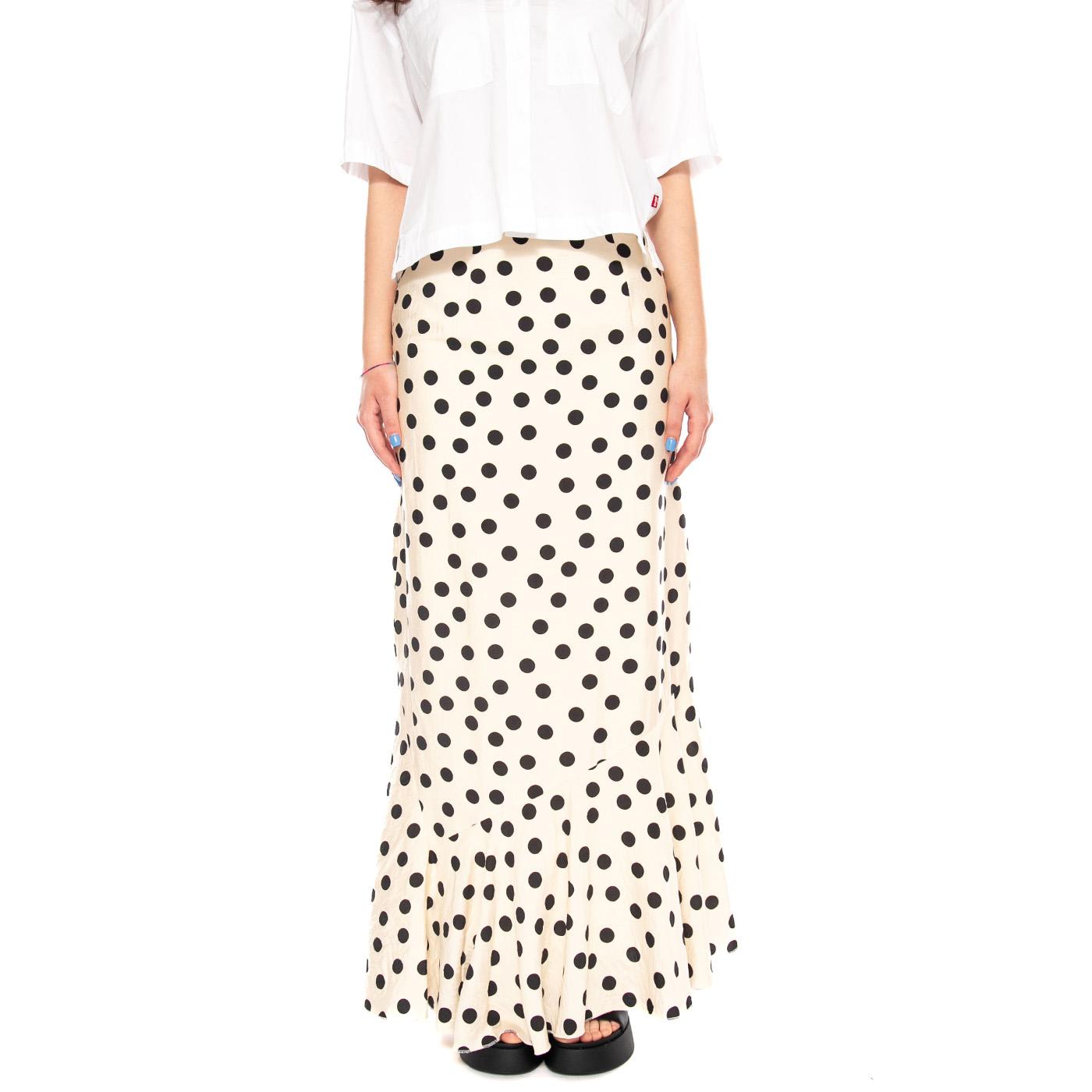 FALDA LARGA CON ESTAMPADO POLKA DOTS BLANCO Y NEGRO - Gonna Donna Multicolore 61W/11254 0251 WILD PONY 