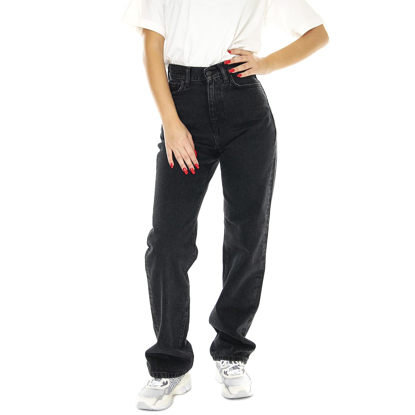 W' Noxon Pant Black /stone washed - Pantaloni Denim Jeans Donna Neri I031920.8906  CARHARTT WIP 