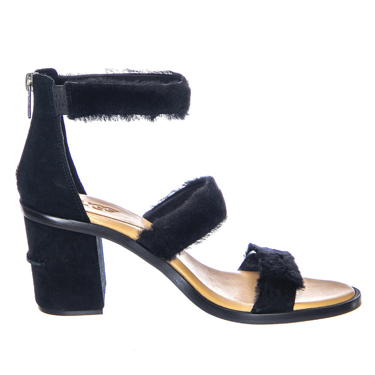 Womens Del Rey Fluff Heel Lantana Black Sandals UGSDELRFHBK1095489W  UGG 