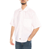 Venedocia Stripe Shirt White Stripe - Camicia Maniche Corte Uomo Bianca  Uomo DICKIES