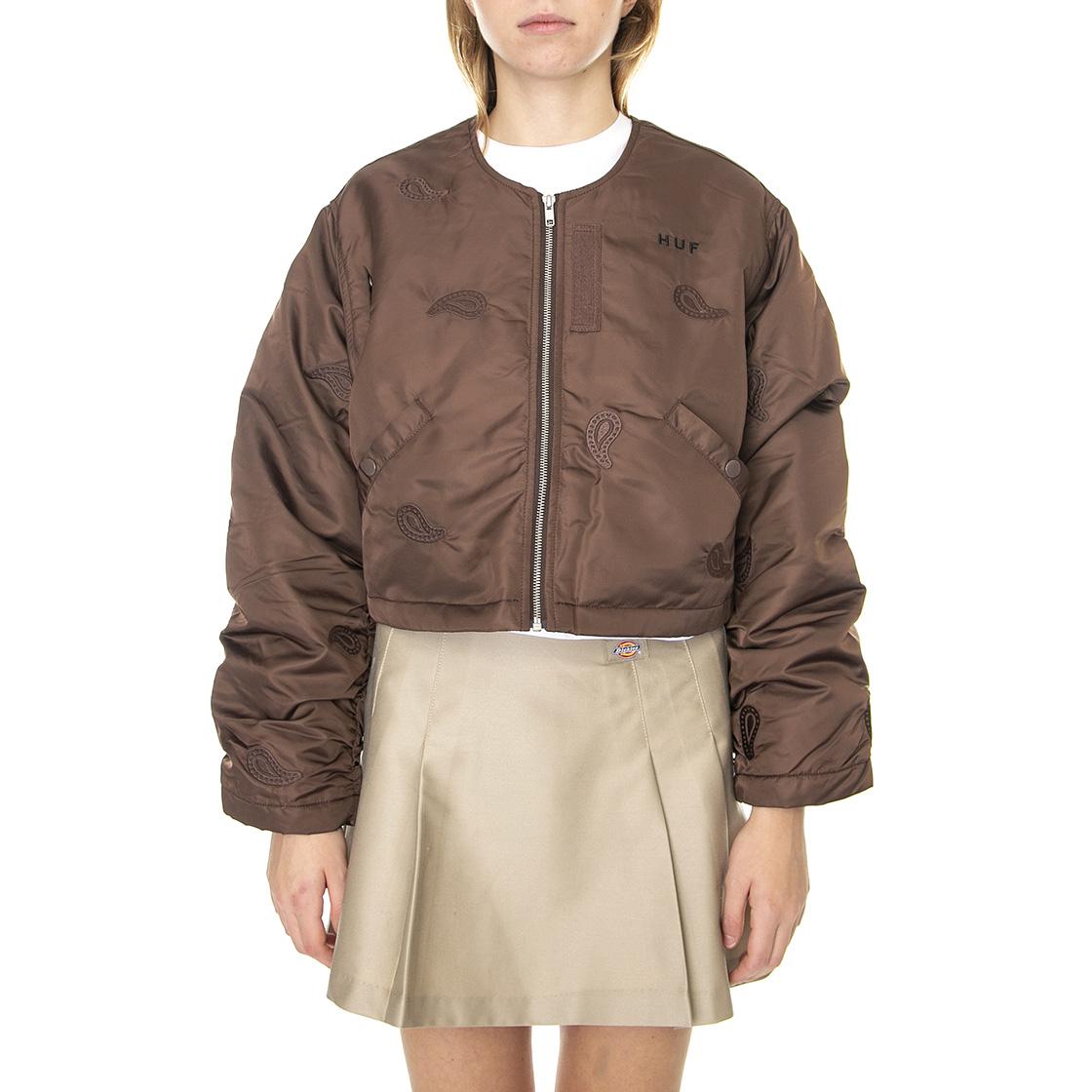 Paisley Satin Bomber Brown - Giacca Invernale Donna Marrone WJK0025-BROWN  HUF 