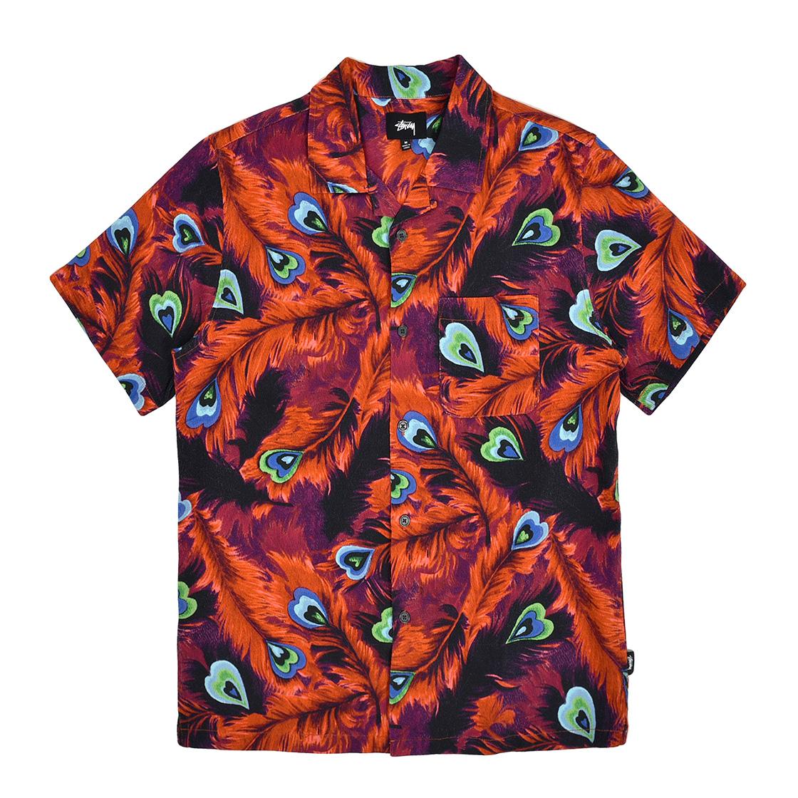 Mens Peacock Red Multicolore Short-Sleeve Shirt 1110043-REDD  STUSSY 