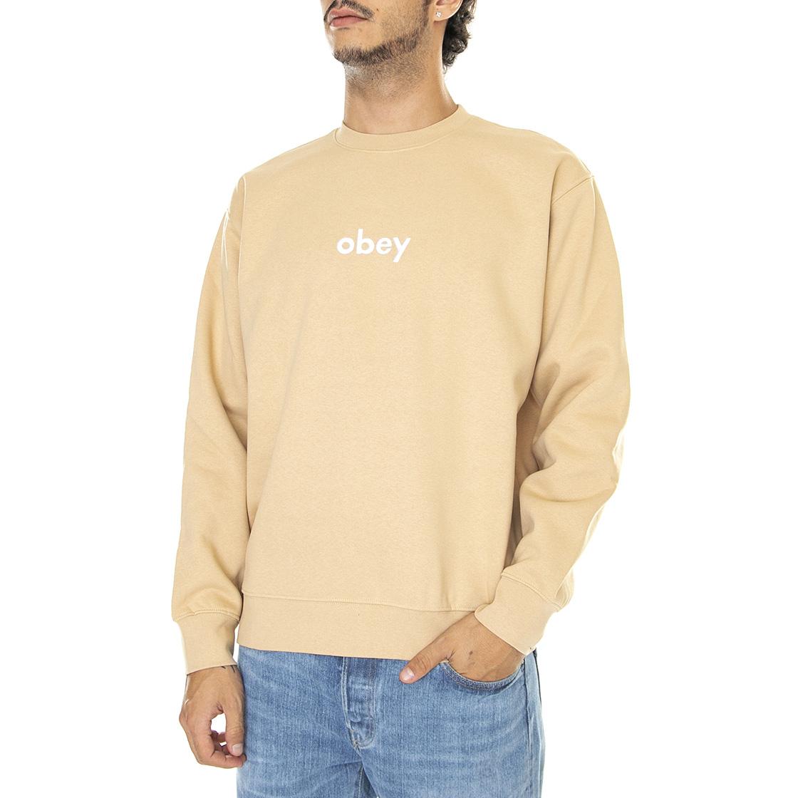 Obey Lowercase Crew Specialty Fleece Oat Milk - Felpa Girocollo Uomo Beige 112480125-OAT  OBEY 
