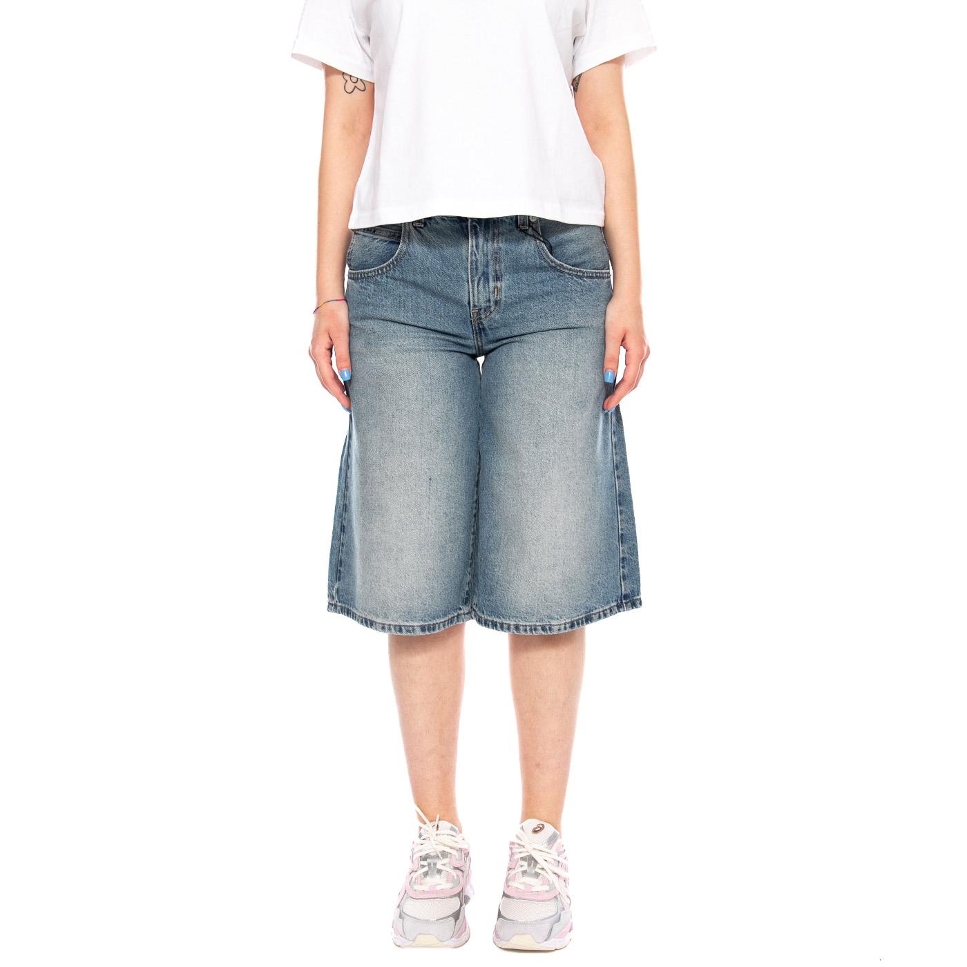 SUPER BAGGY JORTS DENIM JEANS - Bermuda Denim Jeans Donna Blu 005DT 0002 LEVIS 