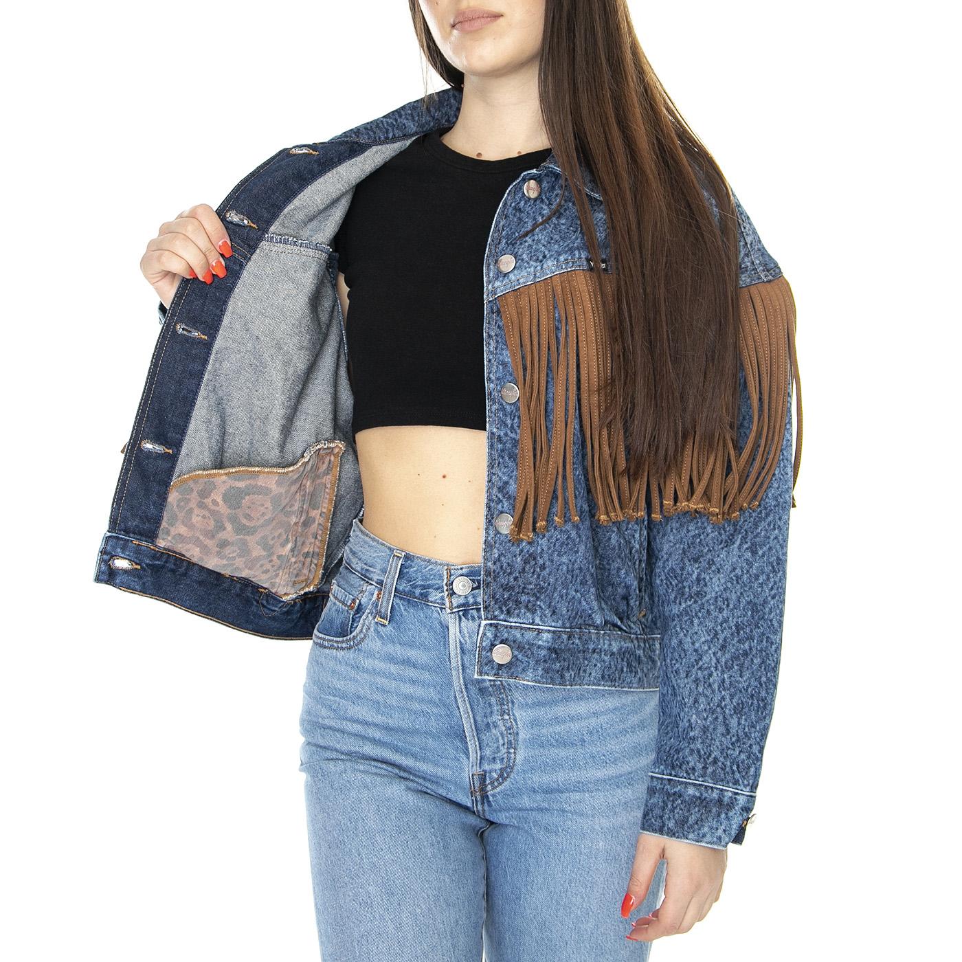 Cowboy Fringe Jacket Acid Stone Blue - Giacca Estiva Donna Blu W4FA96M2  WRANGLER 