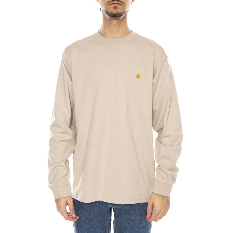L/S Chase T-Shirt Fleur De Sel / Gold - Maglietta Girocollo Maniche Lunghe Uomo Beige I026392.38AXX . CARHARTT WIP 