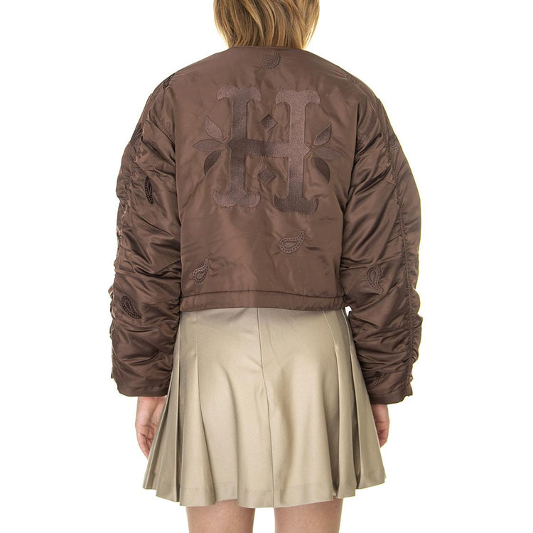 Paisley Satin Bomber Brown - Giacca Invernale Donna Marrone WJK0025-BROWN  HUF 