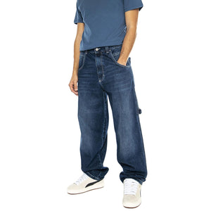 R-Bianco Alonato Used Dark - Pantaloni Denim Jeans Uomo Blu DENIMBLUE-091  BLUESKIN 