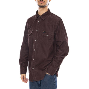 Western Cord Shirt Mahogany - Camicia in Velluto Uomo Marrone 112371428 . WRANGLER 