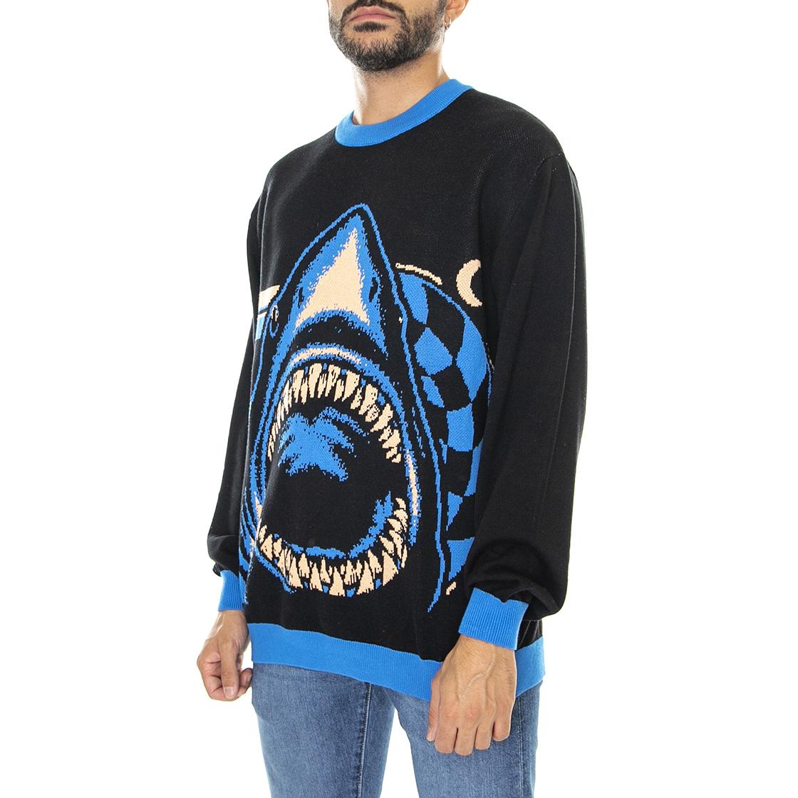 Shark Trip Knit Crew Multi - Maglione Girocollo Uomo Nero / Multi SCA-CRW-0981  SANTA CRUZ 