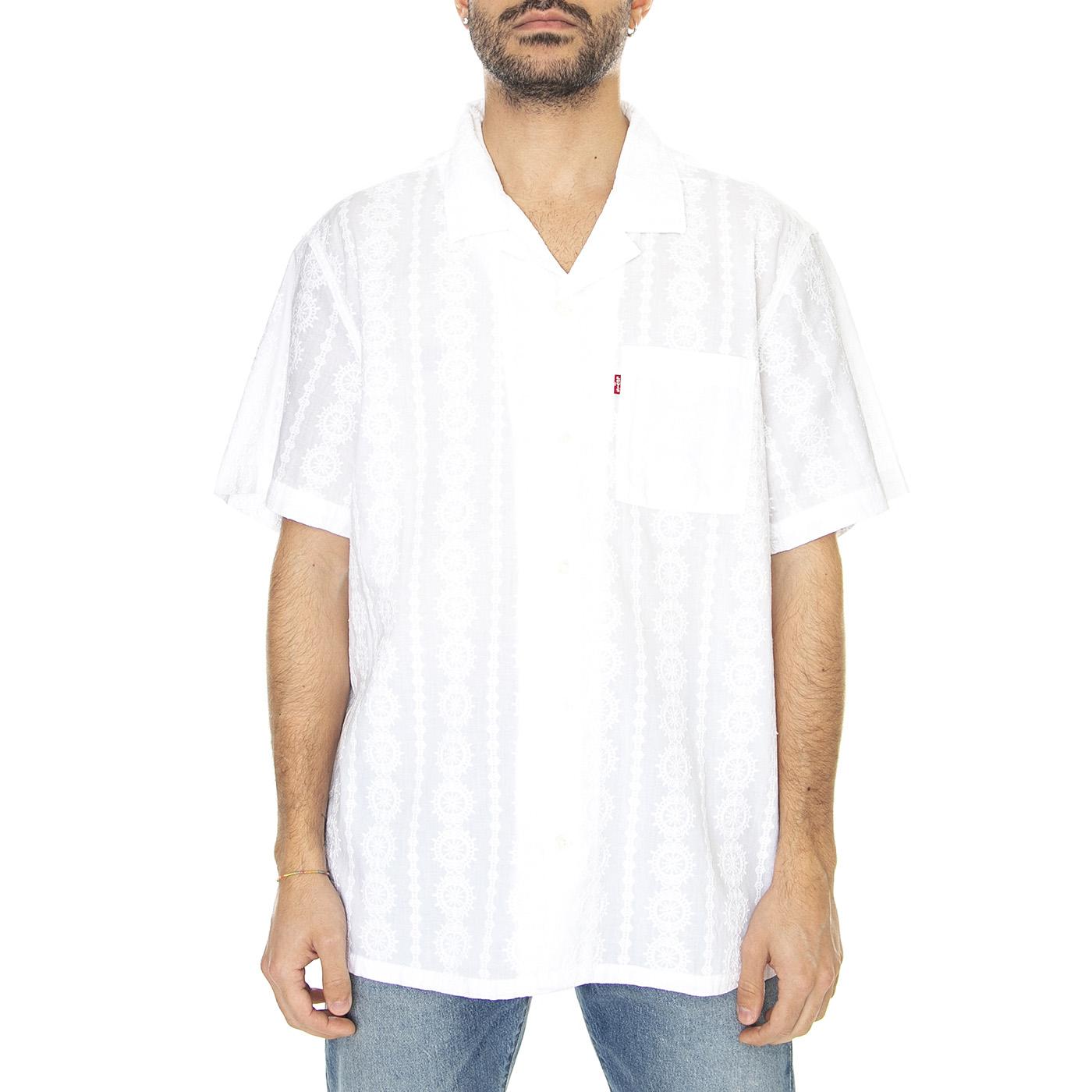 The Sunset Camp Shirt Walter Embroidery Neutral - Camicia Maniche Corte Uomo Bianca 72625-0074  LEVIS 