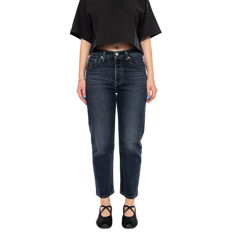 501 CROP APPLY NOW BLUE - Pantaloni Denim Jeans Aderenti Donna Blu 36200 0342 LEVIS 