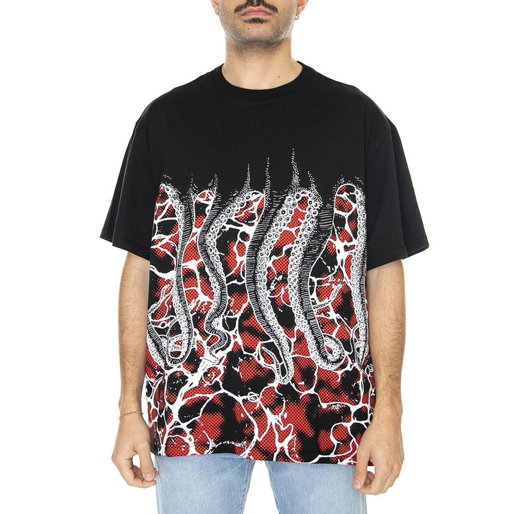 Octopus Marble Tee Black - Maglietta Girocollo Uomo Nera 23SOTS60-BLACK  OCTOPUS 