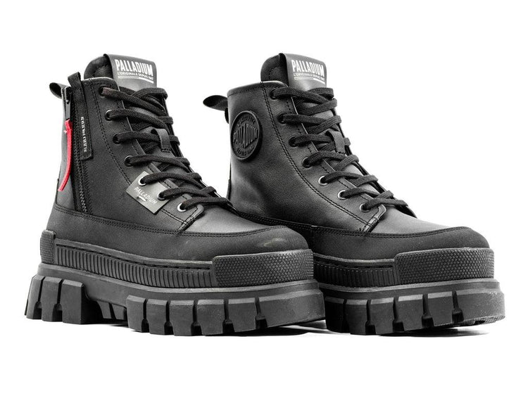 Revolt Boot Zip Lth Black / Black - Scarpe Stringate Profilo Alto Donna Nere PAS98859-001-M  PALLADIUM 