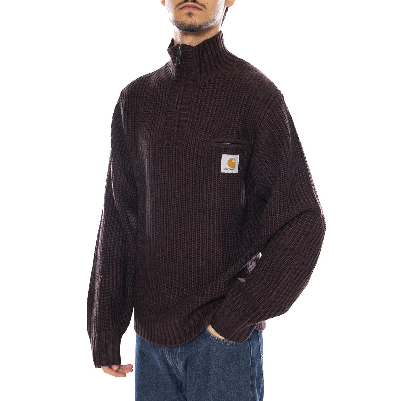 Detroit Half Zip Sweater Palisander - Giacca in Maglia Uomo Marrone I035398.33HXX . CARHARTT WIP 