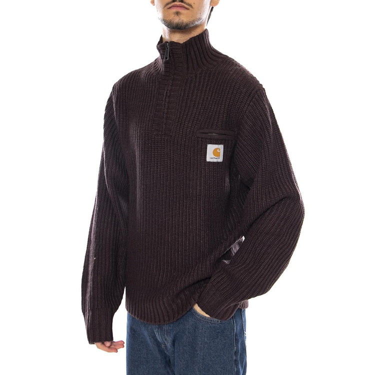 Detroit Half Zip Sweater Palisander - Giacca in Maglia Uomo Marrone I035398.33HXX . CARHARTT WIP 