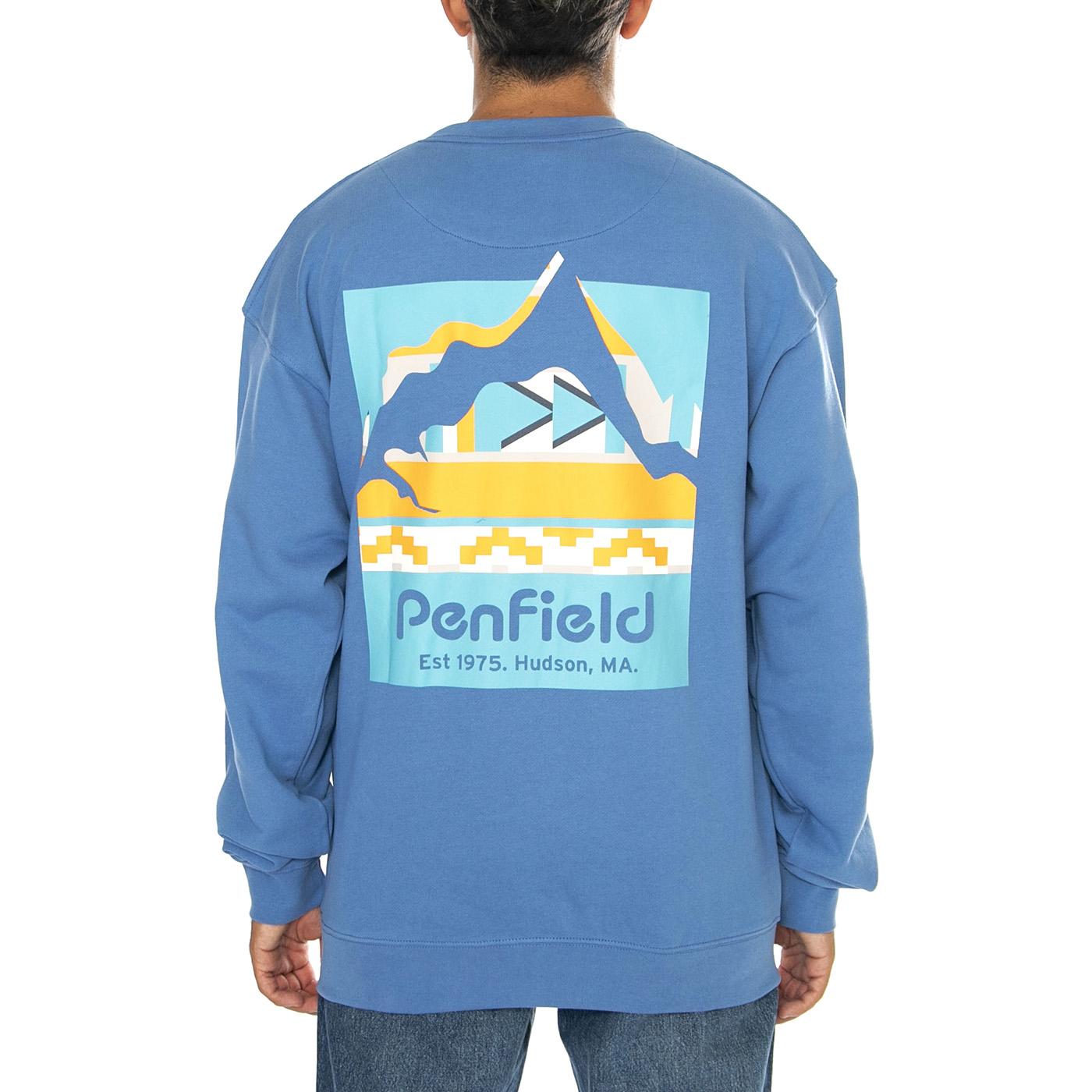 Geo Backprint Sweatshirt Riviera - Felpa Girocollo Uomo Blu PFD0355-266  PENFIELD 