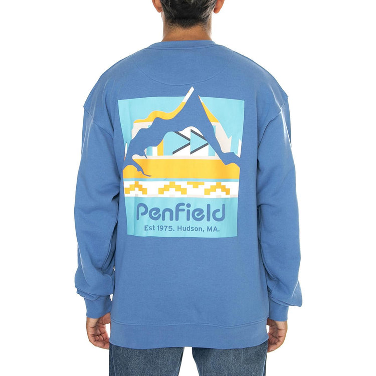 Geo Backprint Sweatshirt Riviera - Felpa Girocollo Uomo Blu PFD0355-266  PENFIELD 
