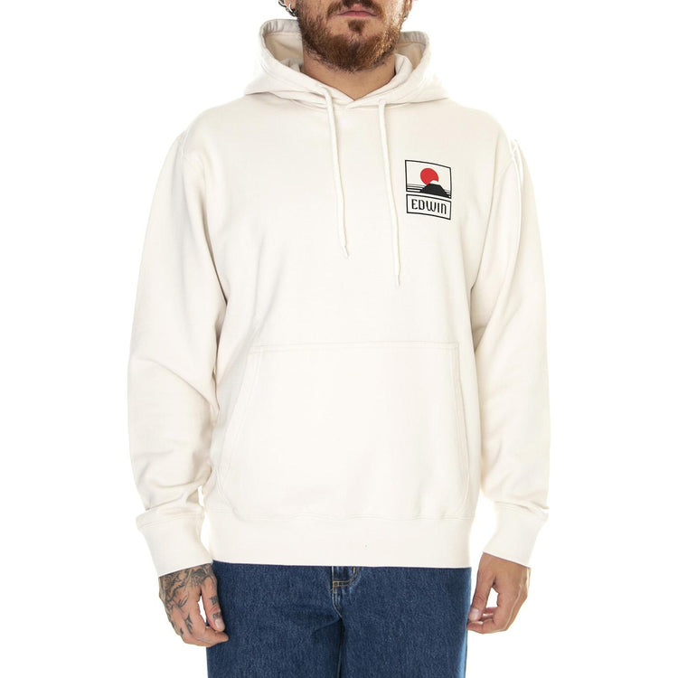 Sunset On MT Fuji Hoodie Sweat Whisper White - Felpa con Cappuccio Uomo Bianca I029284.WHW.67.  EDWIN 