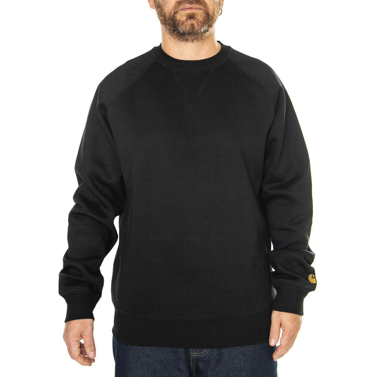 Chase Sweat Black / Gold - Felpa Girocollo Uomo Nera I033660.00FXX  CARHARTT WIP 
