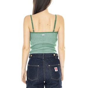 W' Eva Cropped Tank Palm Leaf Multi - Canotta Donna Verde 234050140-PLF  OBEY 