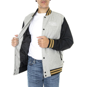 Checkerboard Research Varsity Jacket Chracoal Heather / Black - Giacca Invernale Uomo Grigia / Nera VN0A7S92CHD1  VANS 