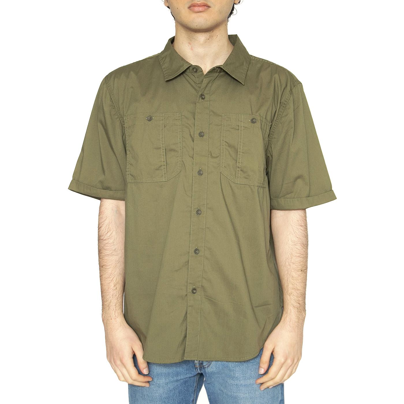 Charter S/S WVN - Camicia Maniche Corte Uomo Verde 01267-MILOL  BRIXTON 