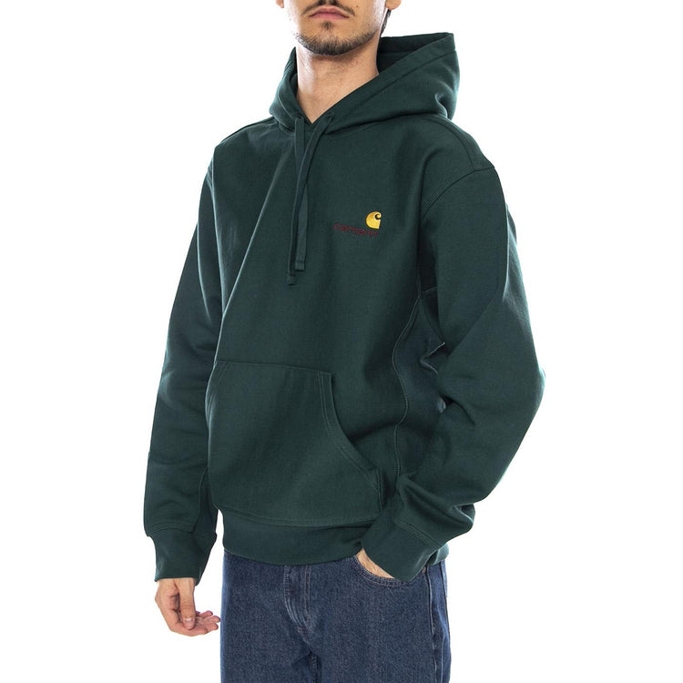 Hooded American Script Sweat Dark Fir - Felpa con Cappuccio Uomo Verde I028279.05AXX  CARHARTT WIP 