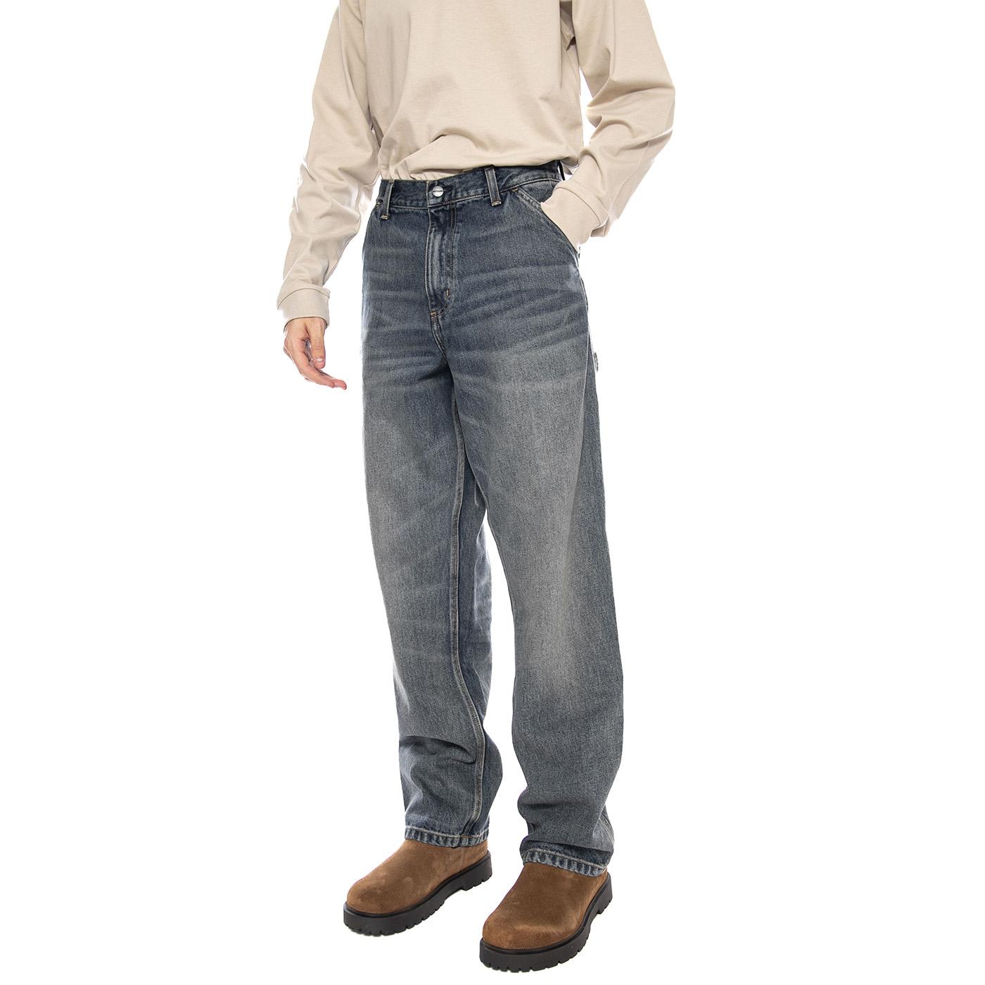 Single Knee Pant Blue - Pantaloni Denim Jeans Uomo Blu I032024.014Q . CARHARTT WIP 