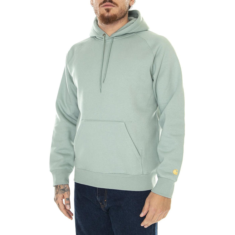 M' Hooded Chase Sweat Glassy Teal / Gold - Felpa con Cappuccio Uomo Verde I026384.1R1XX  CARHARTT WIP 