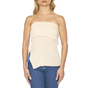 Top punto canalé sin tirantes blanco - Top Donna Beige 51W/10612 . WILD PONY 