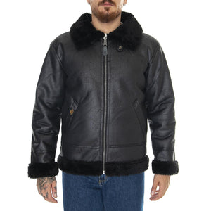 B3 FL Black / Black - Giacca Uomo Nera 143106-515  ALPHA INDUSTRIES 