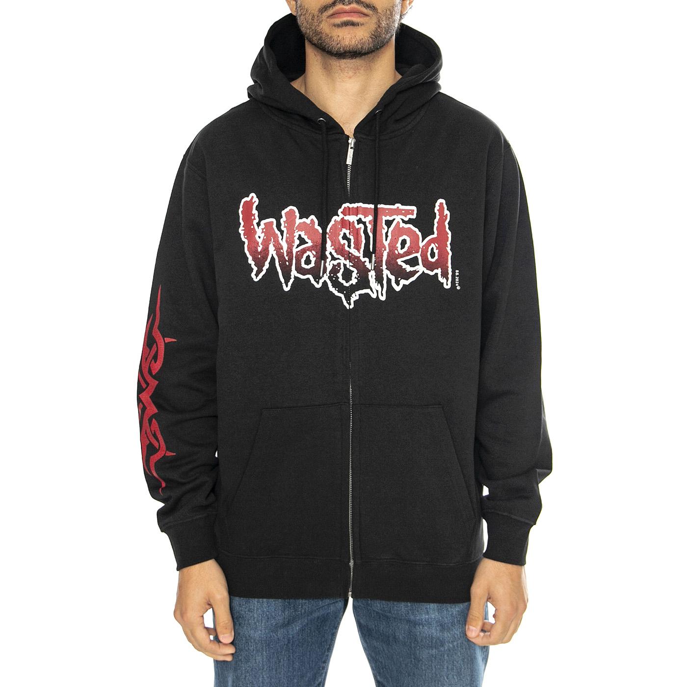 Hoodie Zip Blind Black - Felpa con Cappuccio Uomo Nera HOODIE ZIP BLIND - BLACK  WASTED PARIS 