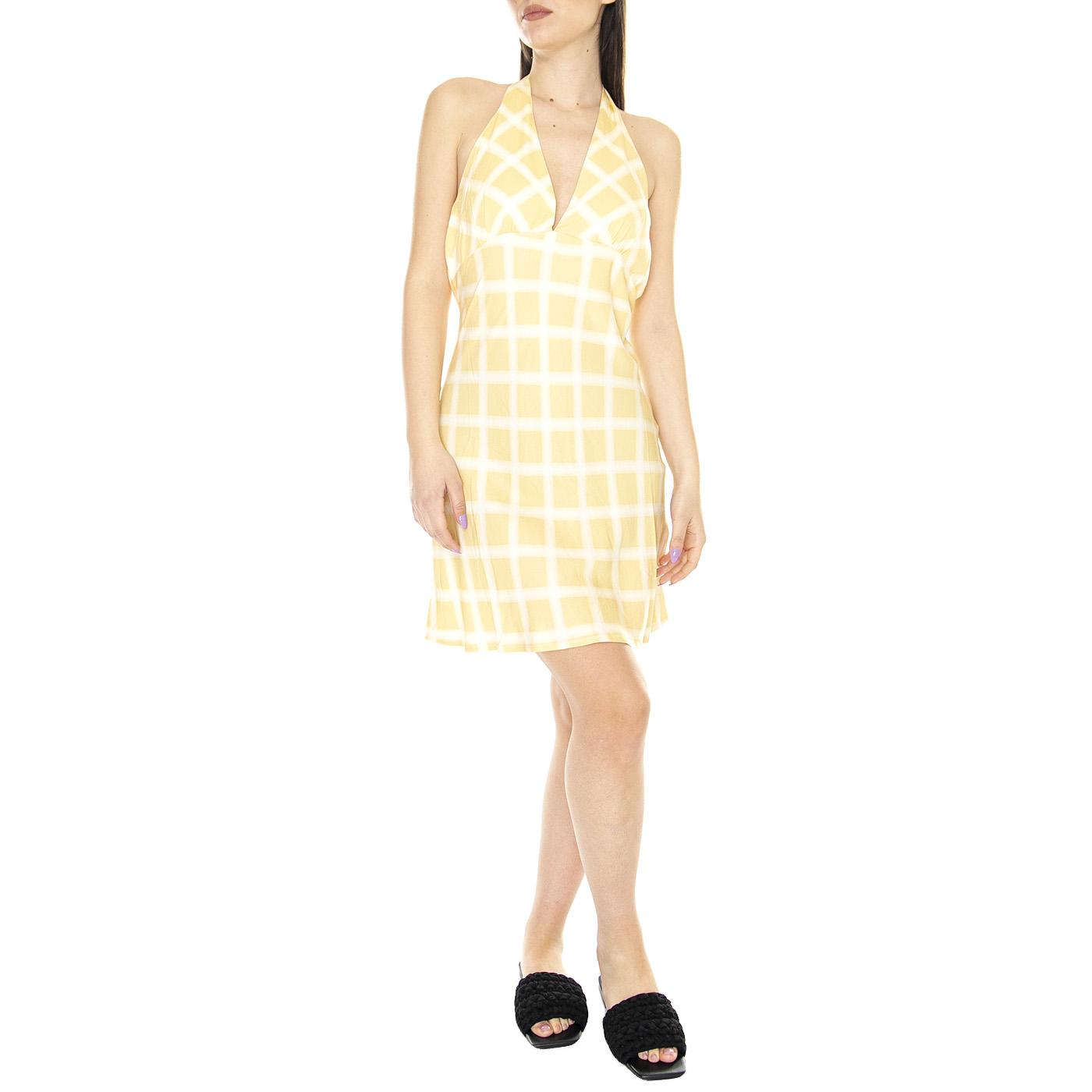 Vestido Corto Halter con Estampado de Cuadros - Abito Donna Giallo / Multicolore 31W/11253  WILD PONY 