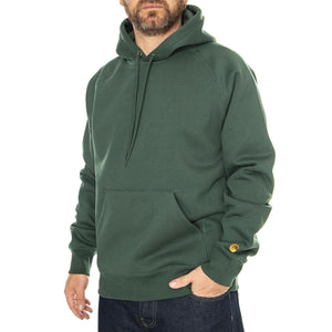 Hooded Chase Sweat Grey Heather / Gold - Felpa con Cappuccio Uomo Grigia I033661.2CXXX  CARHARTT WIP 