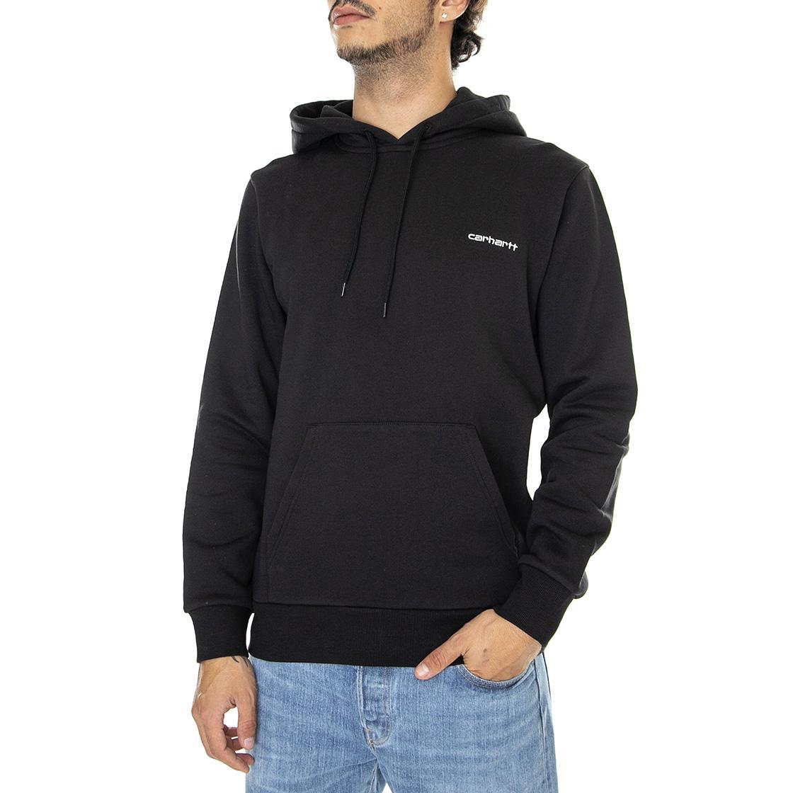 Hooded Script Embroidery Sweat Black / White - Felpa con Cappuccio Uomo Nera I031243-0D2XX  CARHARTT WIP 