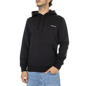 Hooded Script Embroidery Sweat Black / White - Felpa con Cappuccio Uomo Nera I031243-0D2XX  CARHARTT WIP 