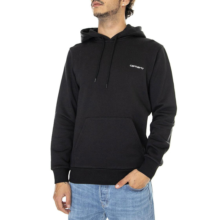 Hooded Script Embroidery Sweat Black / White - Felpa con Cappuccio Uomo Nera I031243-0D2XX  CARHARTT WIP 