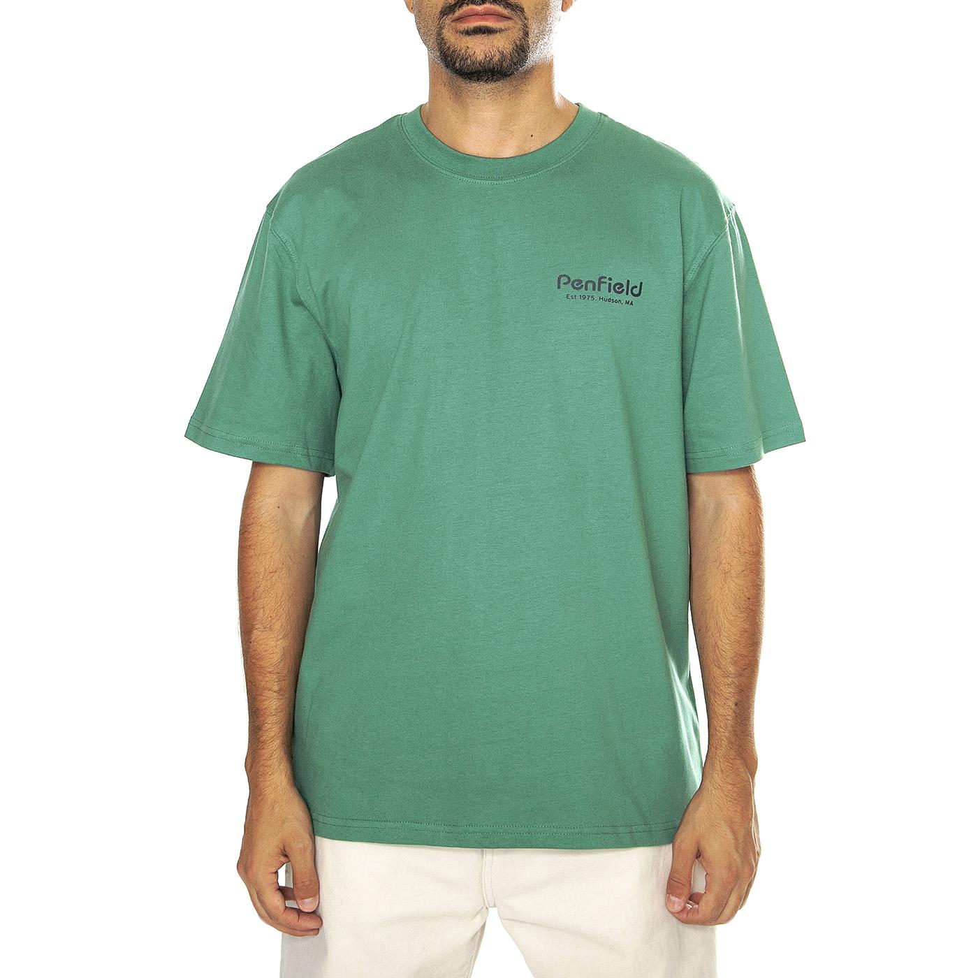 Hudson Script T-Shirt Fir - Maglietta Girocollo Uomo Verde PFD0349-F56  PENFIELD 