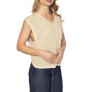 Aruba Boxy V-Neck - Canotta in Maglia Donna Beige 22619-OATMK  BRIXTON 