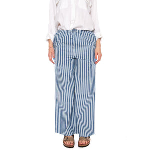 BEGUR STRIPES BRIGITTE PANTS BLUE - Pantaloni Larghi Donna Blu WPT00260 MLT THINKING MU 