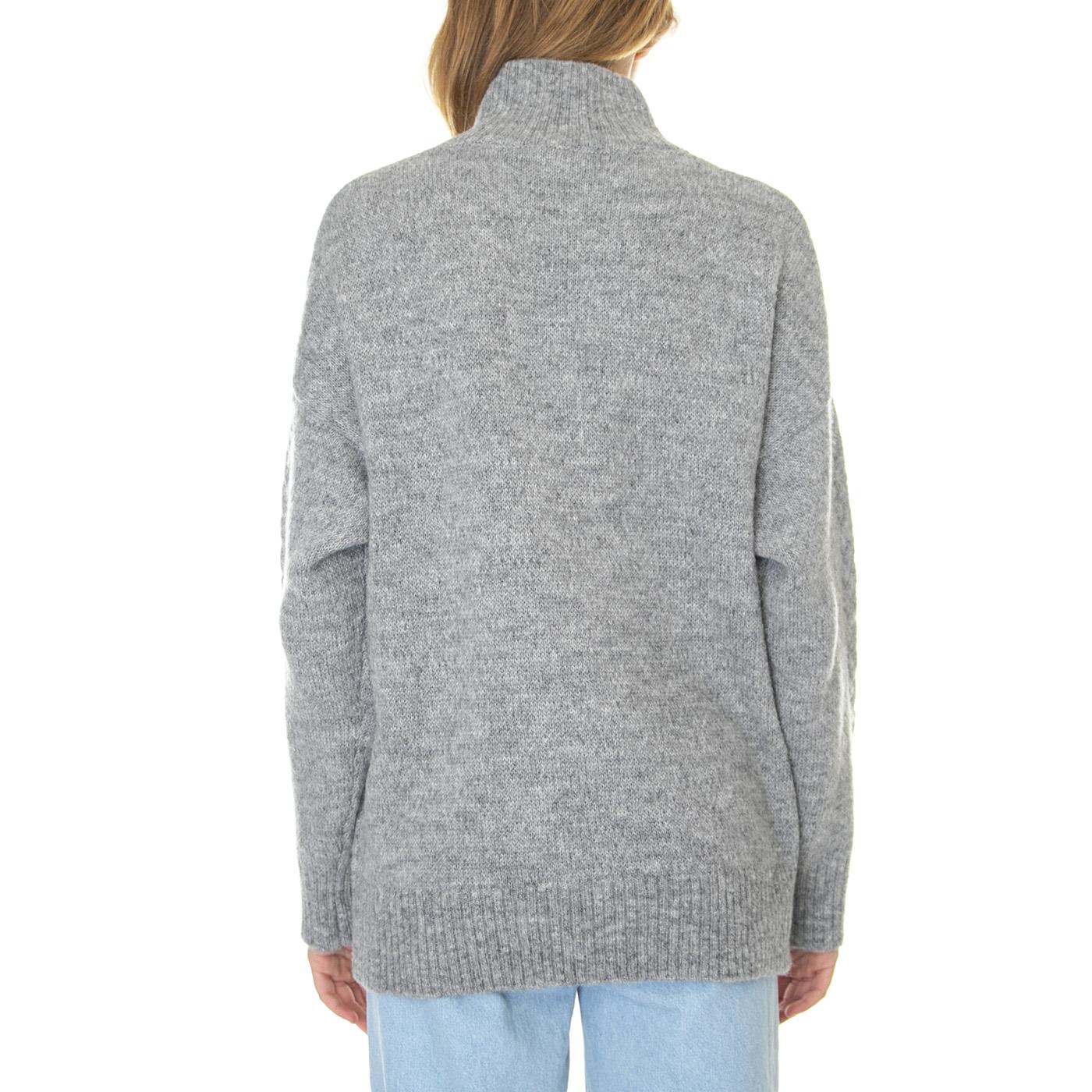 W´s Knit Stinne Grey Melange Alpaca Wool - Maglione Collo Alto Donna Grigio 330399-112  ELVINE 