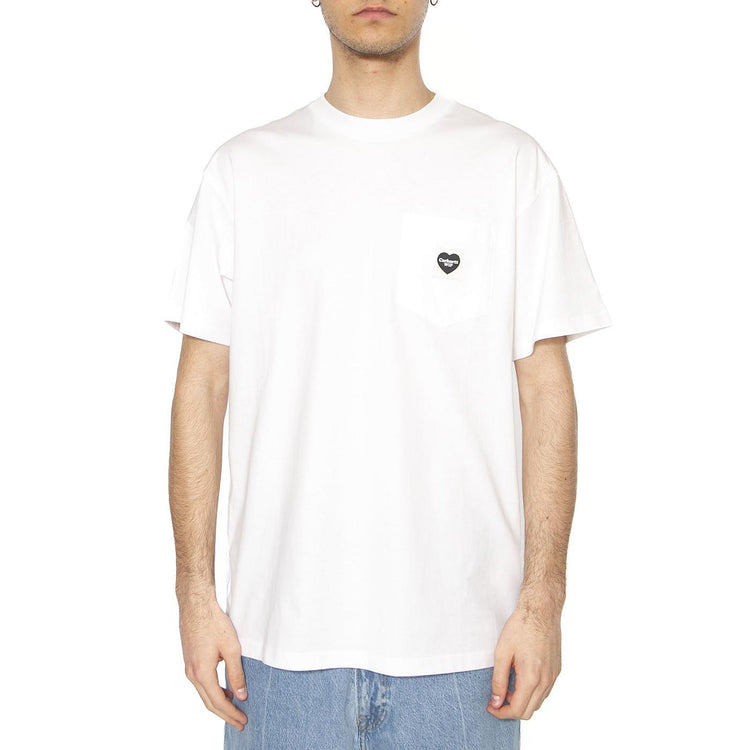 S/S Pocket Heart T-Shirt White / Black - Maglietta Girocollo Uomo Bianca I032128.00AXX . CARHARTT WIP 