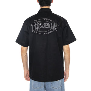 THRASHER X DICKIES Work Shirt Black - Camicia Maniche Corte Uomo Nera DK0A88HTBLK1 . DICKIES 