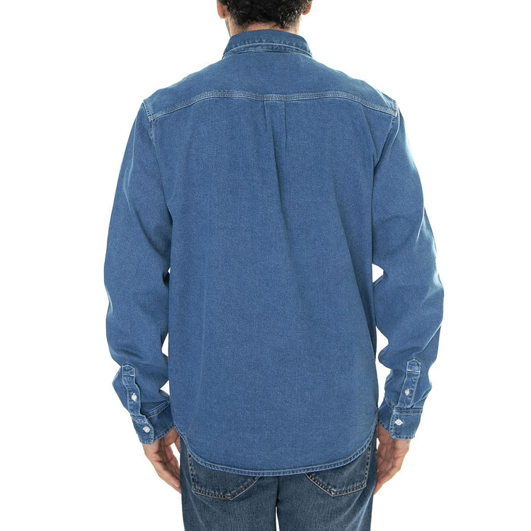 L/S Weldon Shirt Blue / Heavy Stone Wash - Camicia Denim Jeans Uomo Blu I031928.0160  CARHARTT WIP 