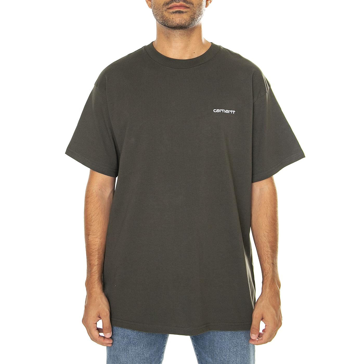 S/S Script Embroidery T-Shirt Cypress / White - Maglietta Girocollo Uomo Verde I030435.00XXX  CARHARTT WIP 