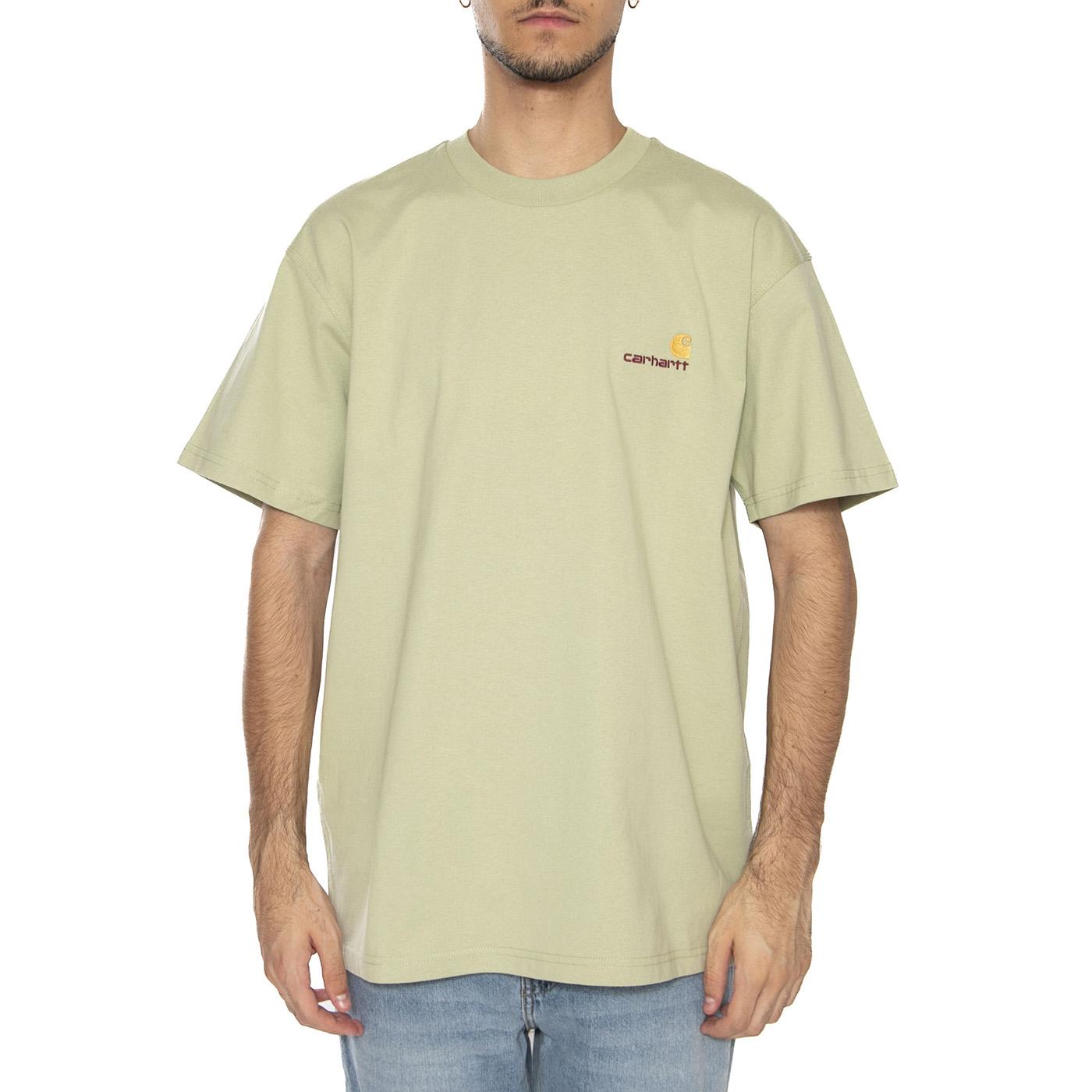 S/S American Script T-Shirt Pale Olive - Maglietta Girocollo Uomo Verde I029956.UVXX . CARHARTT WIP 